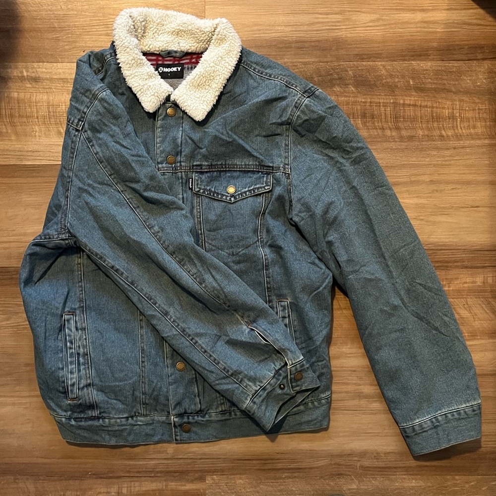 Hooey Blue Denim Jacket with Sherpa Collar